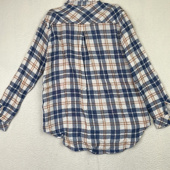 Johnny Was Womens Button Up Shirt Size Small Blue Red Long Sleeve Plaid Casual - Picture 3 of 5